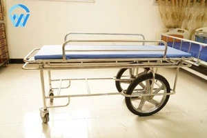 Stainless Steel Aluminum Alloy Stretcher Medical Wheelchair Folding Stretcher with two Wheels and Two Casters
