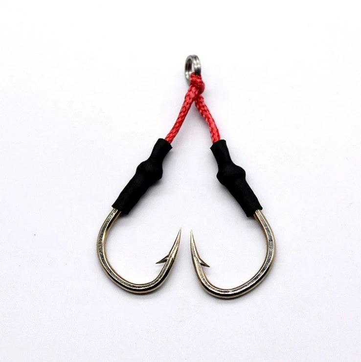 Stainless Steel Jigging Spoon Fishing Hook With PE Line Saltwater Jig Assist Fish hook For Sea Fishing Size 10-20#