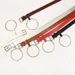 Stock in sale  Multicolor solid color slim waistband clothing decoration belt  fashion women belt round circle pu belt for lady