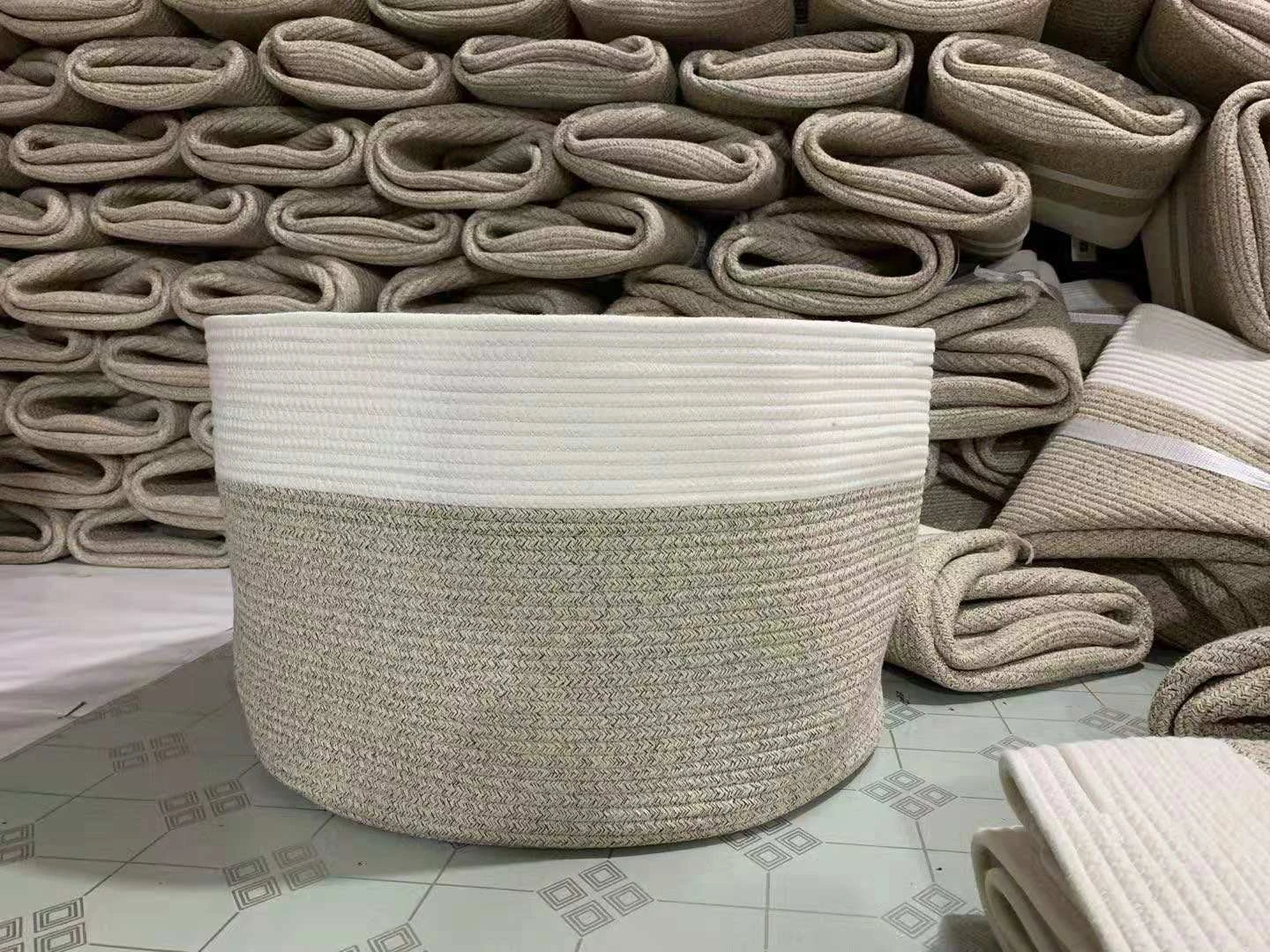 Stock product cotton rope basket in promotion