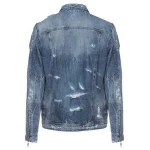 street wear men's ripped stylish front and arms zipper closure cotton jeans made denim jackets