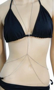 Thin Body Chain Harness - Long Bikini Beach Necklace Waist Belt Dangle Body Jewelry