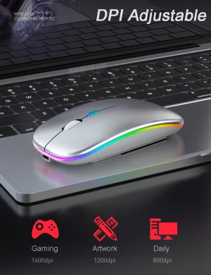 Thin Slim 2.4G Optical Computer Mouse BT5.0 Adjustable RGB Gaming Mouse Other Game Accessories Rechargeable Wireless Mouse