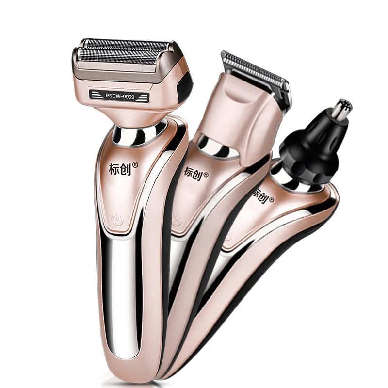 Three-in-one grooming set razor multifunction beard knife haircut nose hair electric shaver
