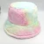 Import Tie Dye Bucket Hat for Women Double-Side-Wear Reversible Fisherman Cap Fluffy Winter Warmer Rainbow Hat from China