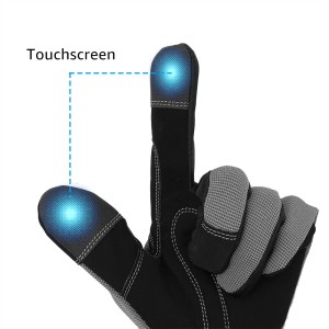 Touchscreen Waterproof Insulated Riding Glove with Nubuck Leather Palm for Driving Cycling
