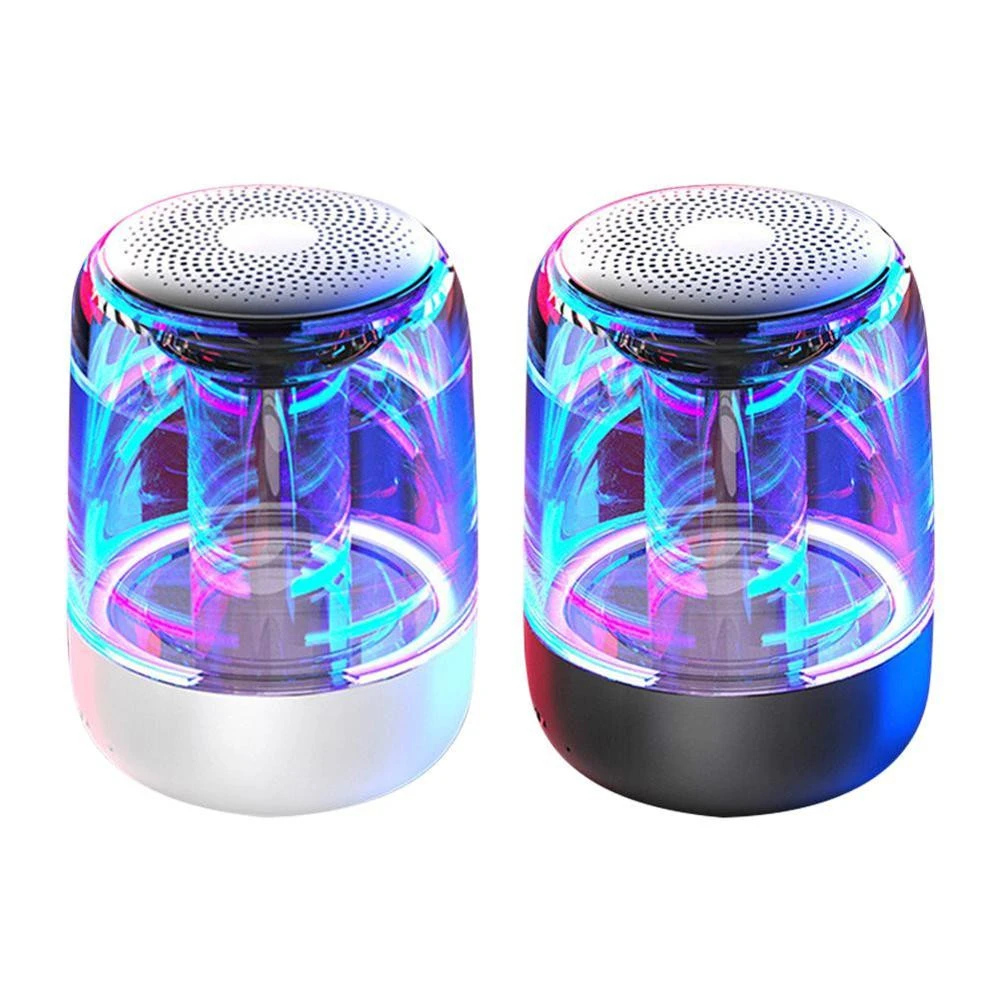 transparent crystal blue tooth speaker LED colorful atmosphere light HIFI Stereo blue tooth speaker TWS speaker with Mic