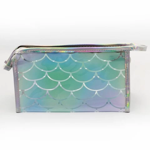 Transparent Mermaid Makeup Bag PVC Clear Cosmetic Hand Bag Fish-scale Patterns