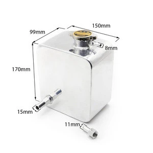 Universal 2 Litre Polished Alloy Water Coolant Overflow Expansion Tank