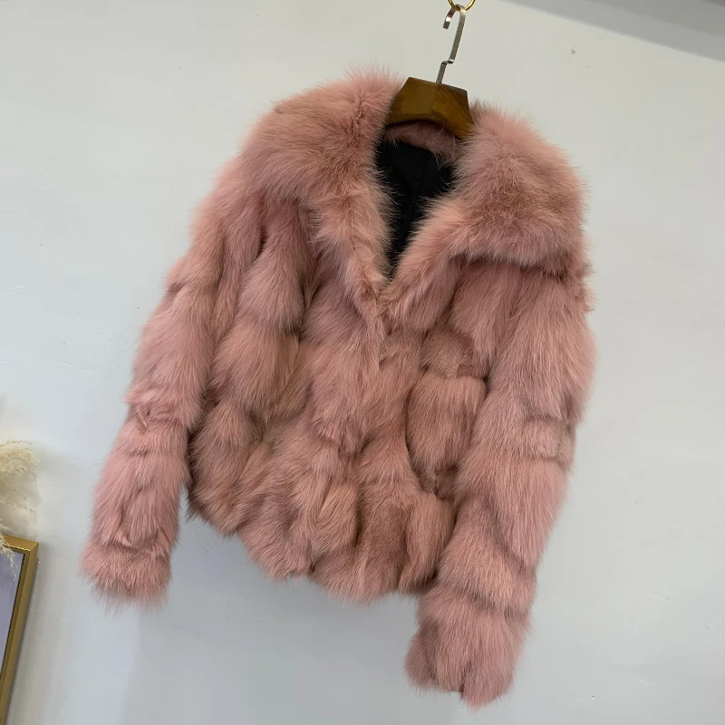 Very warm winter coats Elegant Women furry coats Short Style Fox Fur Coat faux Fox Fur Jacket