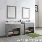 Vietnam 84 Inch Grey Double Sinks Bathroom Cabinet with Side Cabinet Bathroom Vanity Combo