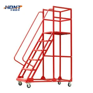 Warehouse Movable Ladder Cart with Wheels Stair Climbing Step Trolley for Manufacturing Plant Industries