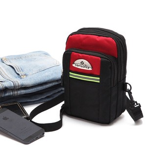 Waterproof black oxford men vertical mini zippered messenger bag for phone