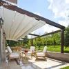Waterproof Retractable PVC Pergola Motorized Patio Awnings With Louvered Roof with Curtain or LED