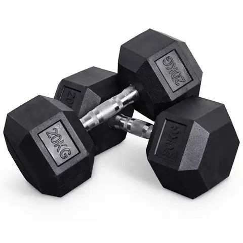 Weights Fixed  gym Dumbbells 10kg 20kg 40kg 50kg weights Home Round Rubber hex dumbbell set Factory Wholesale