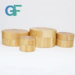 wholesale 15g 50g 100g clear frosted bamboo glass cream cosmetic jar with PP inner nature bamboo lid