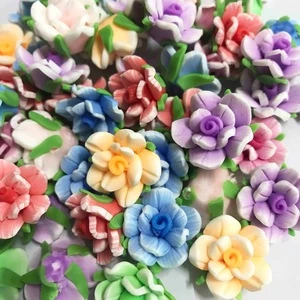 Wholesale 20mm colorful handmade polymer clay flowers beads for jewelry bracelets.
