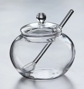 Wholesale 350ML Crystal Glass Sugar Bowl,Glass Sugar Bowl with lid