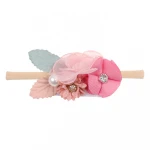 Wholesale baby flower head band nylon hair ties floral elastic hairband baby headband newborn
