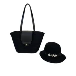 Wholesale Direct Sales Black Wholesale Straw Buckle Bag Visor Straw Hat Women Straw Hat And Bag Set