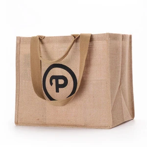 Wholesale Heavy hold support Jute bag OEM Customized printing waterproof and reusable jute shopping bag with inner lamination