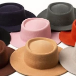 wholesale high quality pure color 100% wool children kids fedora hats
