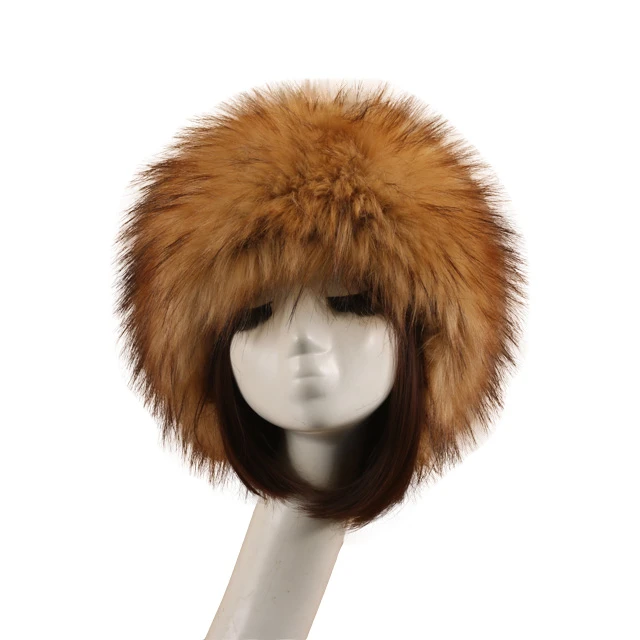 Wholesale Luxury fashion Faux Fur Headband Wide Thick Women Men Fur Hat Hair band Winter