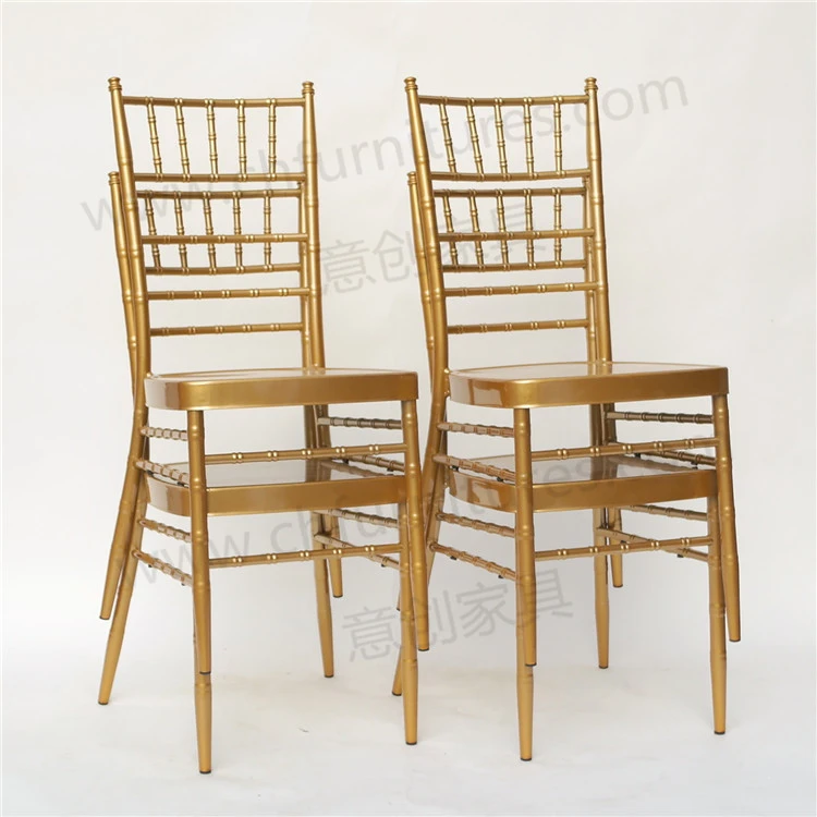 Wholesale Modern Banquet Dining Gold Aluminum Stacking Outdoor Events Wedding Chiavari Tiffany Chairs