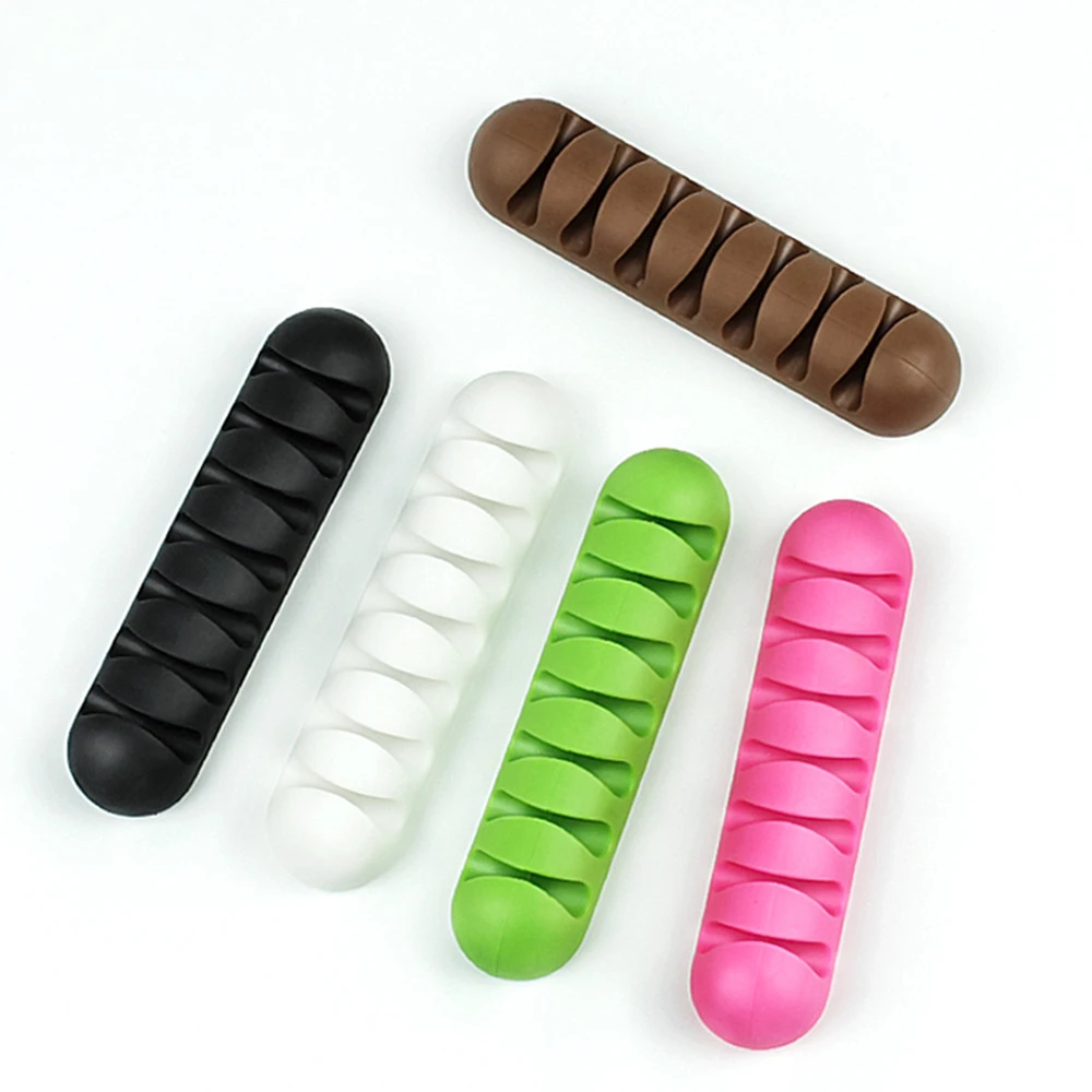 Wholesale Multi-functional Bobbin Winder USB Cable Headphone Adhesive Cable Holder Clips Silicone Cable Wire Organizer
