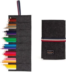 Wholesale multi slot folding non woven felt paintbrush pencil case bag pen pouch holder for for binders officer student children