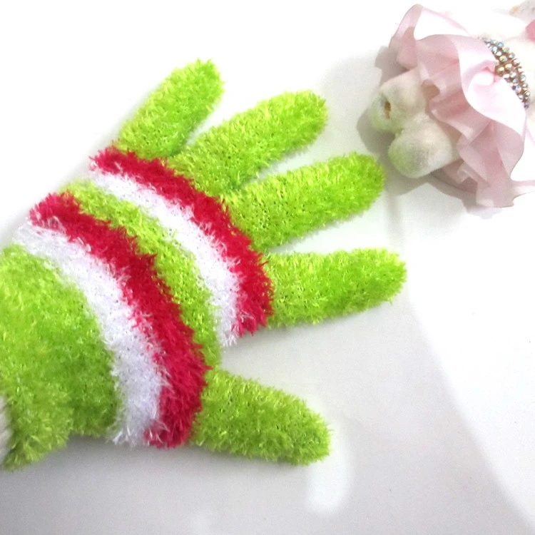 Wholesale New Half-sided Woman&#x27;s Knitted Gloves Winter Warming Feather Yarn Plush Gloves Korean Version Fashion Gloves