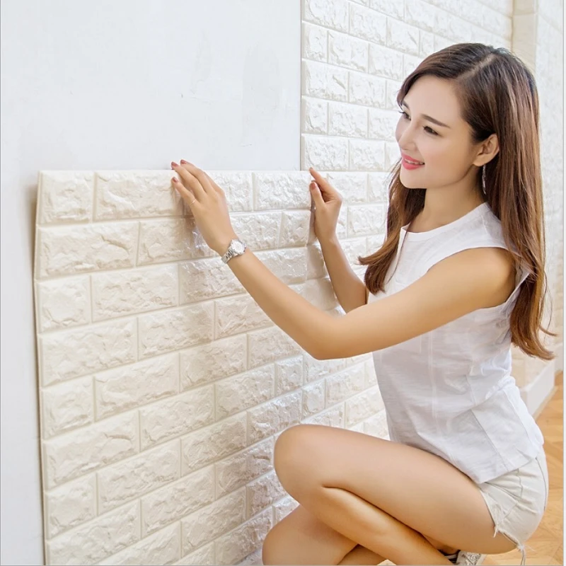 Wholesale Self Adhesive 3D Foam Brick Sticker Panel Wall  Home Decor Warm Color Wallpaper