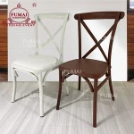 Wholesale white iron frame stackable  restaurant outdoor wedding chair