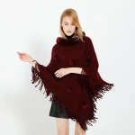 Winter Women Woolen Thickening Scarf Lady Warm Shawls Faux Fur  Poncho Fashion Capes Lady Tassel Hairball Pom Pom Stole