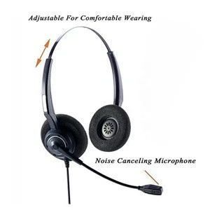 Wired Binaural Telephone Headset w/ Noise Canceling Mic and Volume Mute Control for Call Center and Landline deskphones A202