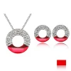 Women crystal circle necklace earrings set jewelry