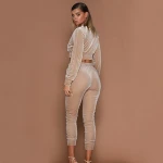 Women tracksuit Set 2 Piece Clothing Long Sleeve Velvet Sweatshirt And Pants Crop Top Yoga Workout Gym Velour Outfits C12804