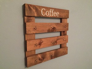wooden coffee mug wall rack