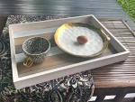 Wooden Serving Tray for Ottoman Coffee Table (20x14.4x2 Inches, Multicolor