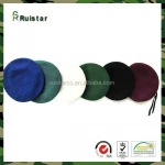 Wool material Maroon color military beret hat with leather binding
