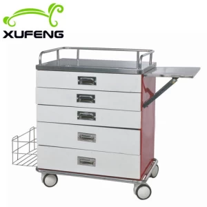 XF698 Stainless steel hospital nursing medicine trolley with five drawers