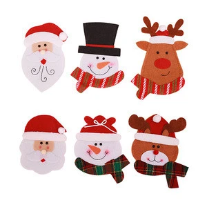 Xmas Party Table Dinner Decorations Supplies Tableware Storage Bag for Knife Spoon Fork Christmas Santa Cutlery Holders