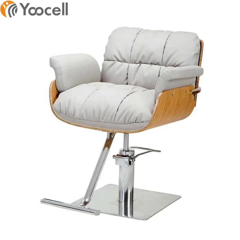 Yoocell High quality modern style hair beauty spa salon furniture styling chair with Square gold stainless steel base