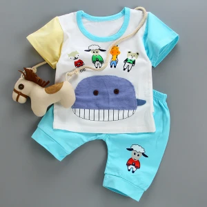 YQ02 Cheap price wholesale china baby rompers organic cotton baby clothing set 2 pcs