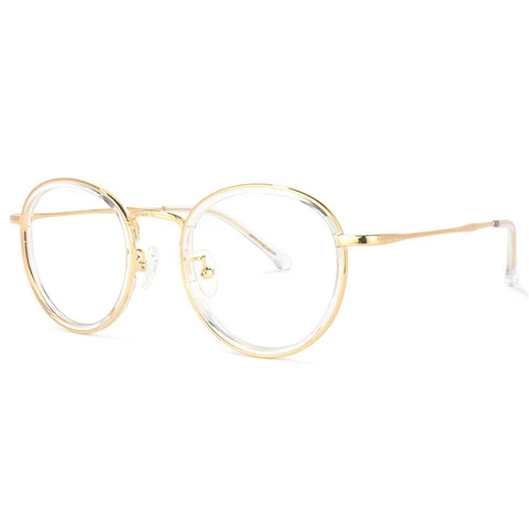 Zeelool Unisex Classic Round Shape Gold Crystal Metal Light Weight Optical Eye Glasses Frame Eyeglasses