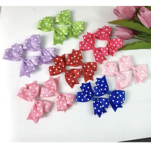 2.5inch girls polka dot hair bows clip children Boutique ribbon bows kids accessories