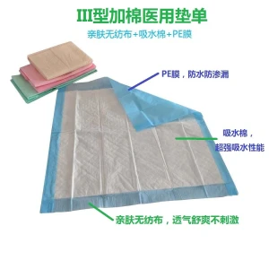 Factory direct supply Type III medical underpad with super absorbent cotton, incontinence underpad for healthcare
