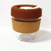 glass coffee cup keep cup with silicone lid and cork