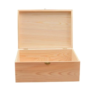 Factory Custom Wooden Gift Packaging Box Unfinished Pine Wood Gift Storage Box With Flip Lid