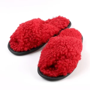 100 Percent Pure Sheepskin Slippers, From Real Wool, Rubber-Resistant To Abrasion,Breathable,Open-Toe Home Footwear